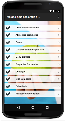 Android application Metabolismo acelerado screenshort