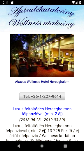 Android application Ajándékutalvány wellness utalv screenshort