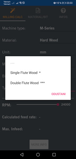 STEPCRAFT Milling Calculator Screen 3