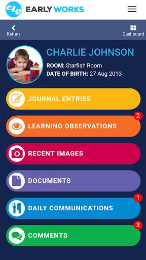 Android application EarlyWorks Family/Educator App screenshort