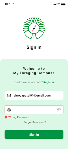 My Foraging App Screen 3