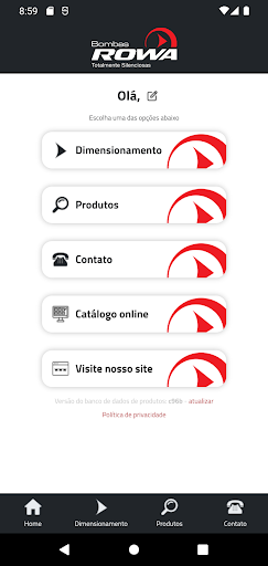 Android application Bombas ROWA Brasil screenshort