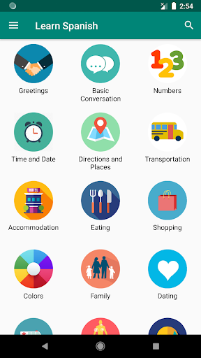 Android application Learn Spanish offline screenshort