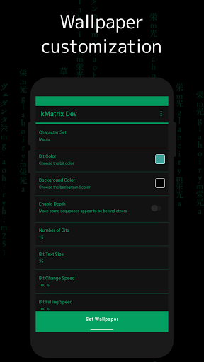Android application kMatrix Pro: Live Wallpaper screenshort
