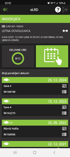 Android application eLRD/eRD - ribiška dovolilnica screenshort