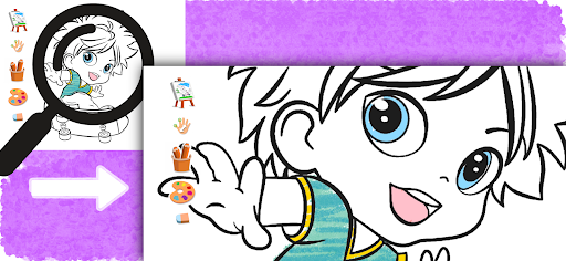 Screenshot of Busy Kids! Coloring pages book