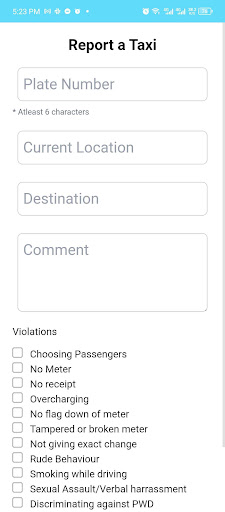 ReportTaxiPH Screen 2