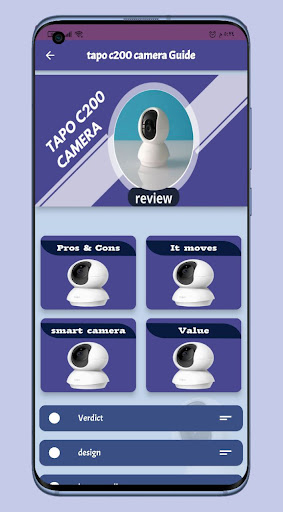 Android application tapo c200 camera Guide screenshort