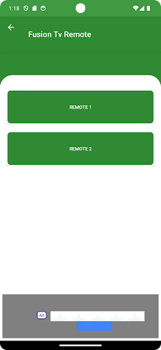 Remote control for Fusion Tv Screen 2