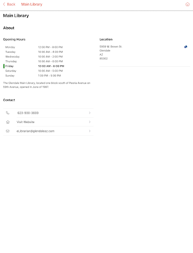 Screenshot of Glendale Public Library