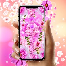 Pink flower zipper lock screenのおすすめ画像5