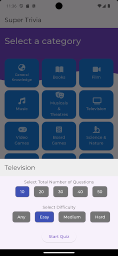 Super Trivia. Quiz Game Screen 2