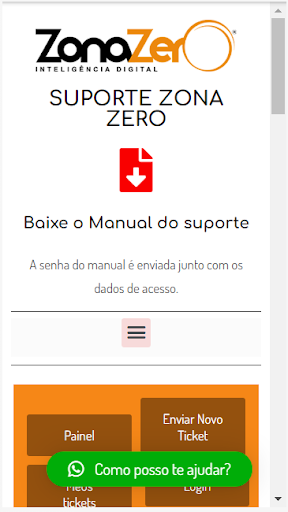 Android application Suporte Zona Zero screenshort