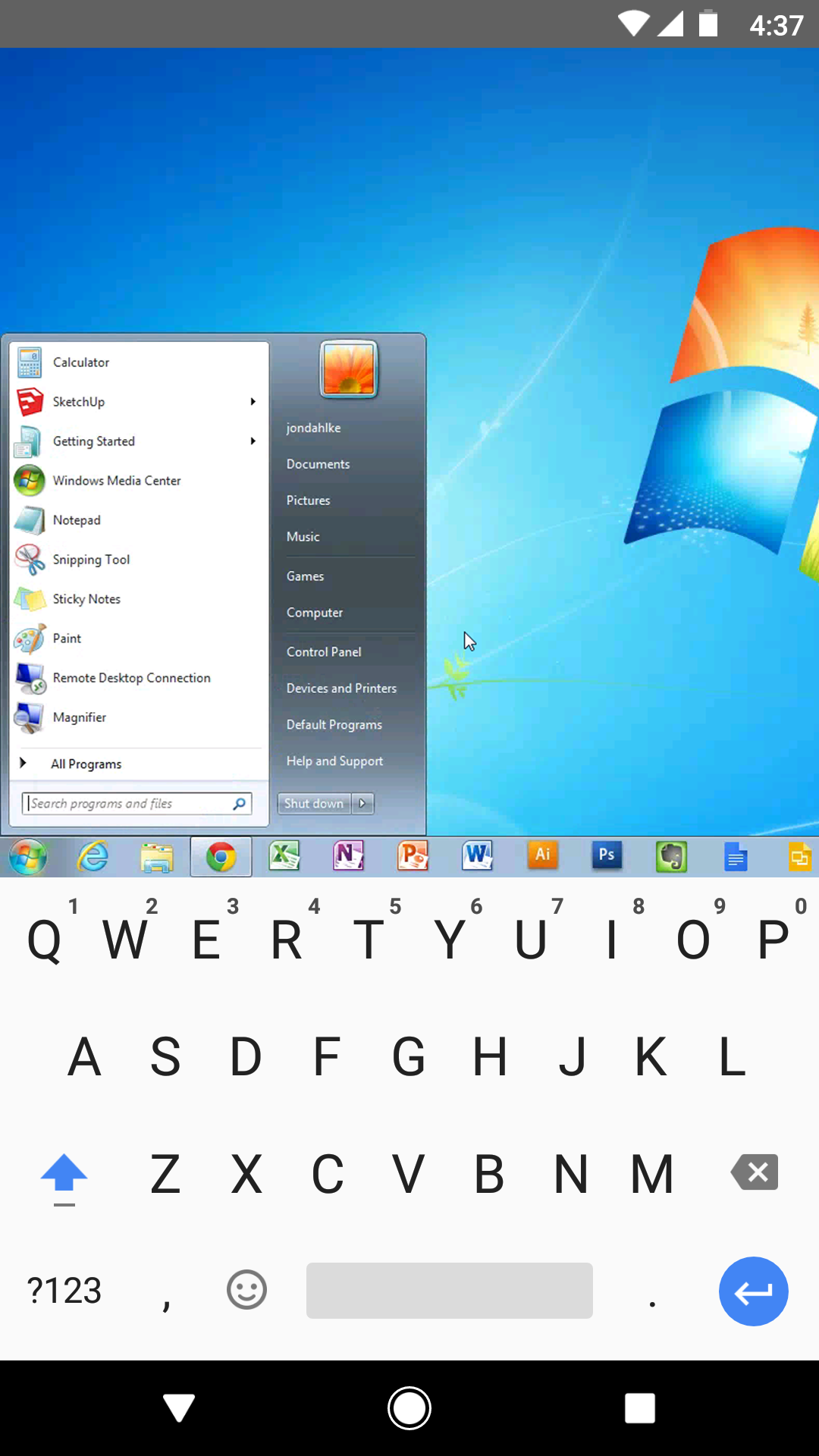 Android application Chrome Remote Desktop screenshort