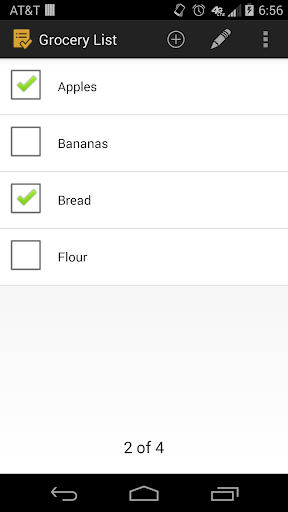 Android application Grocery List screenshort