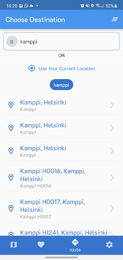 Finland HSL Reittiopas Planner Screen 2