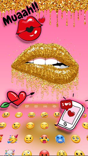 Golden Sexy Lips Keyboard Them Screen 3