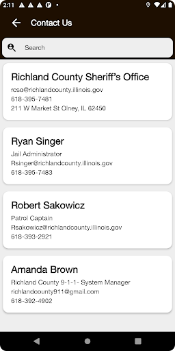 Screenshot of Richland Co. Sheriff's Office