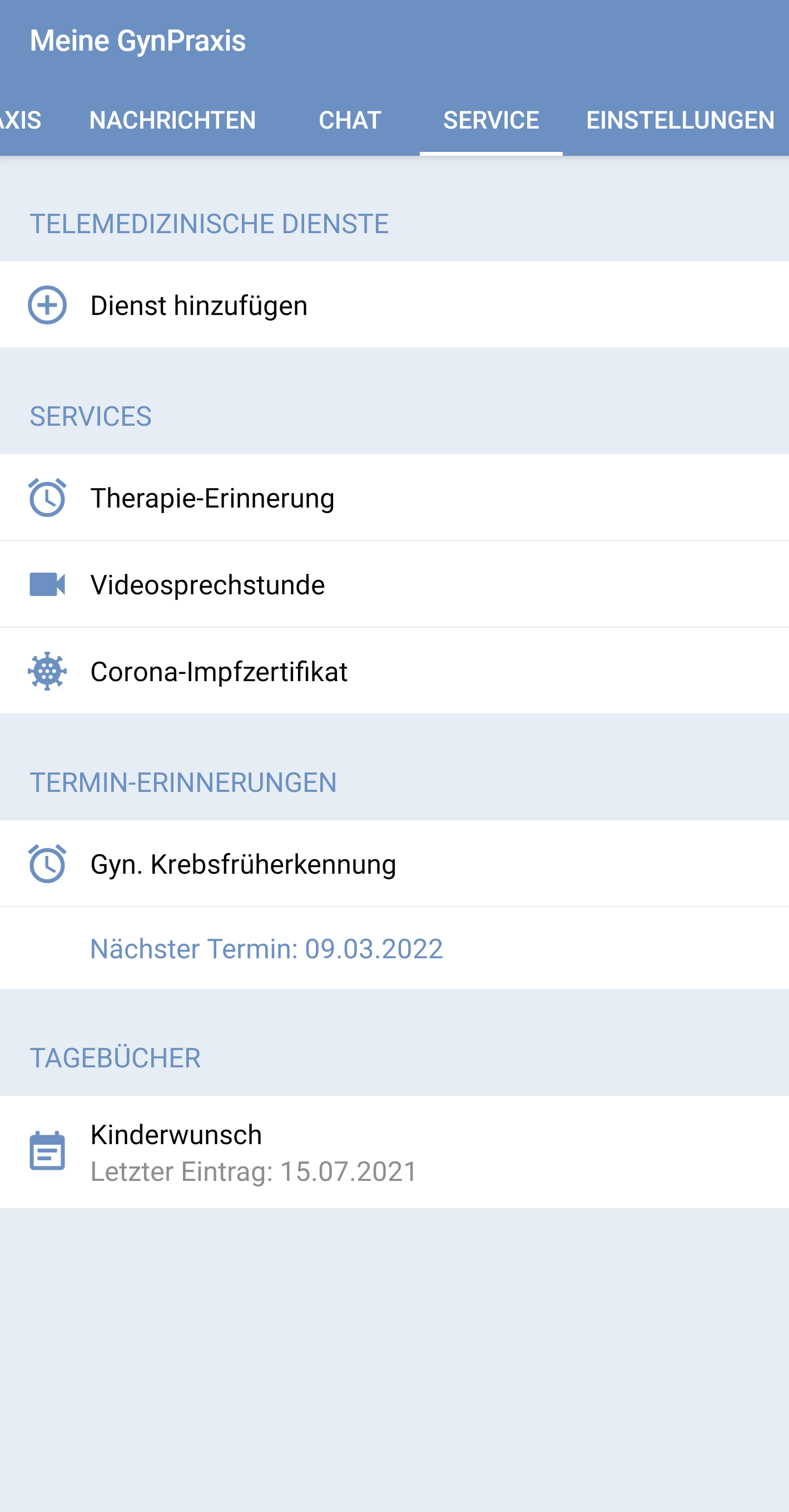 Android application PraxisApp - Meine GynPraxis screenshort