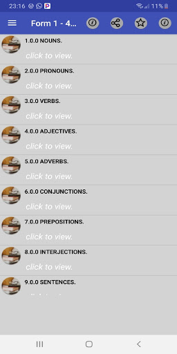 Android application English: form 1 - 4 notes. screenshort