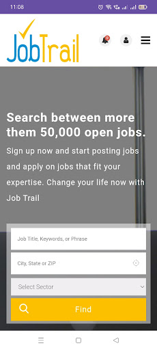 Jobtrail.in Job Search App Screen 2