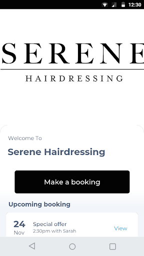 Android application Serene Hairdressing screenshort