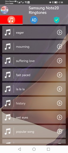 Android application Galaxy Note20 Ringtones screenshort