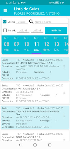 Android application JP Logistica screenshort