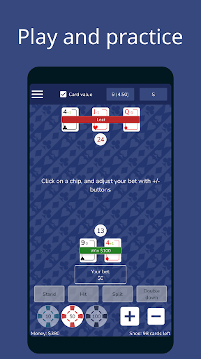 Android application Blackjack: Card counting screenshort