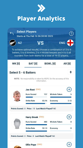 Android application MDPL - AI Fantasy 11 Lineups screenshort