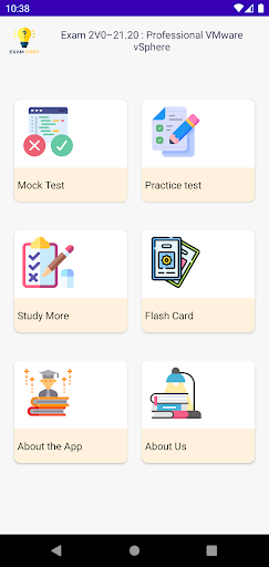Android application VMware 2V0–21.20 Practice Ques screenshort