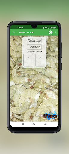 Android application Tallas camaron screenshort