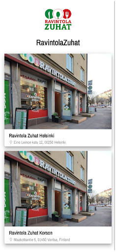 Android application Ravintola Zuhat screenshort