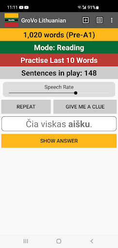 Android application GroVo Lithuanian screenshort