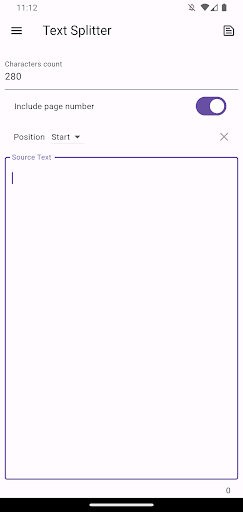 Android application Text Splitter screenshort