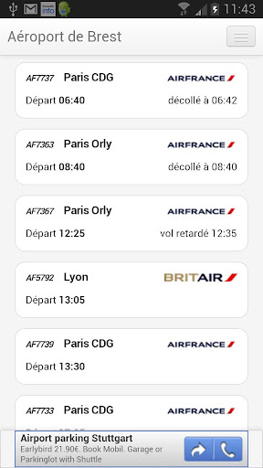 Android application Aéroport Brest Bretagne screenshort