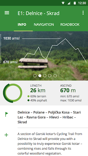 Android application Gorski kotar Bike screenshort