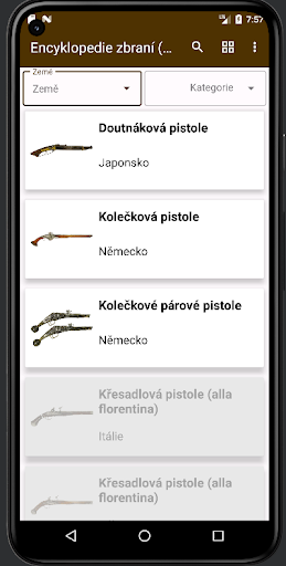 Android application Encyklopedie zbraní DEMO screenshort