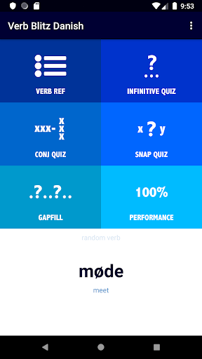 Android application Danish Verb Blitz Pro screenshort