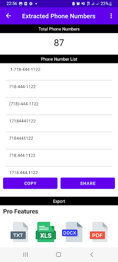 Phone Number Extractor Screen 2