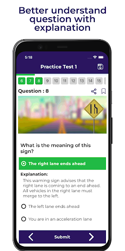 DMV Study: RI Practice Test Screen 2