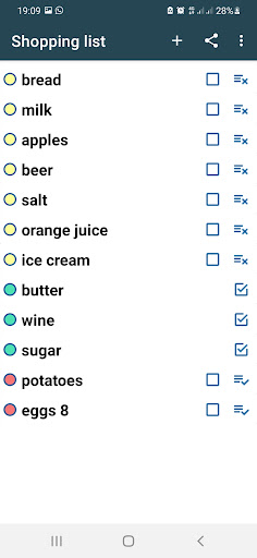 Shopping list Screen 2
