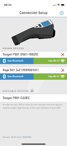 Android application RIDcontrol™ screenshort