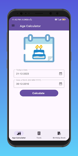 Android application Age Calculator screenshort