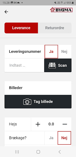Bygma Chauffør-app Screen 2