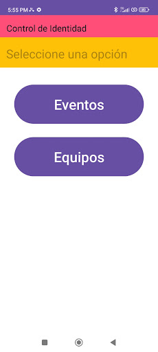 Android application Control de Acceso Serviticket screenshort