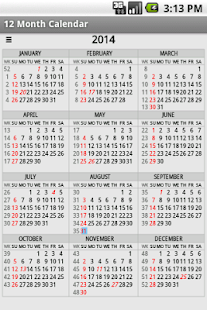 Twelve Month Calendar