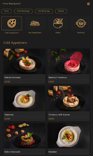 Morina Tablet Menu Screen 3