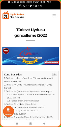 Android application Uydu güncelleme Türksat screenshort