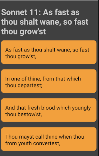 Shakespeare Sonnets poem Screen 3